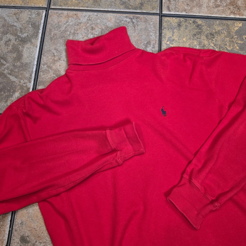 Vintage Ralph Lauren Polo Sport Red Turtleneck Cotton Sweater Mens Large